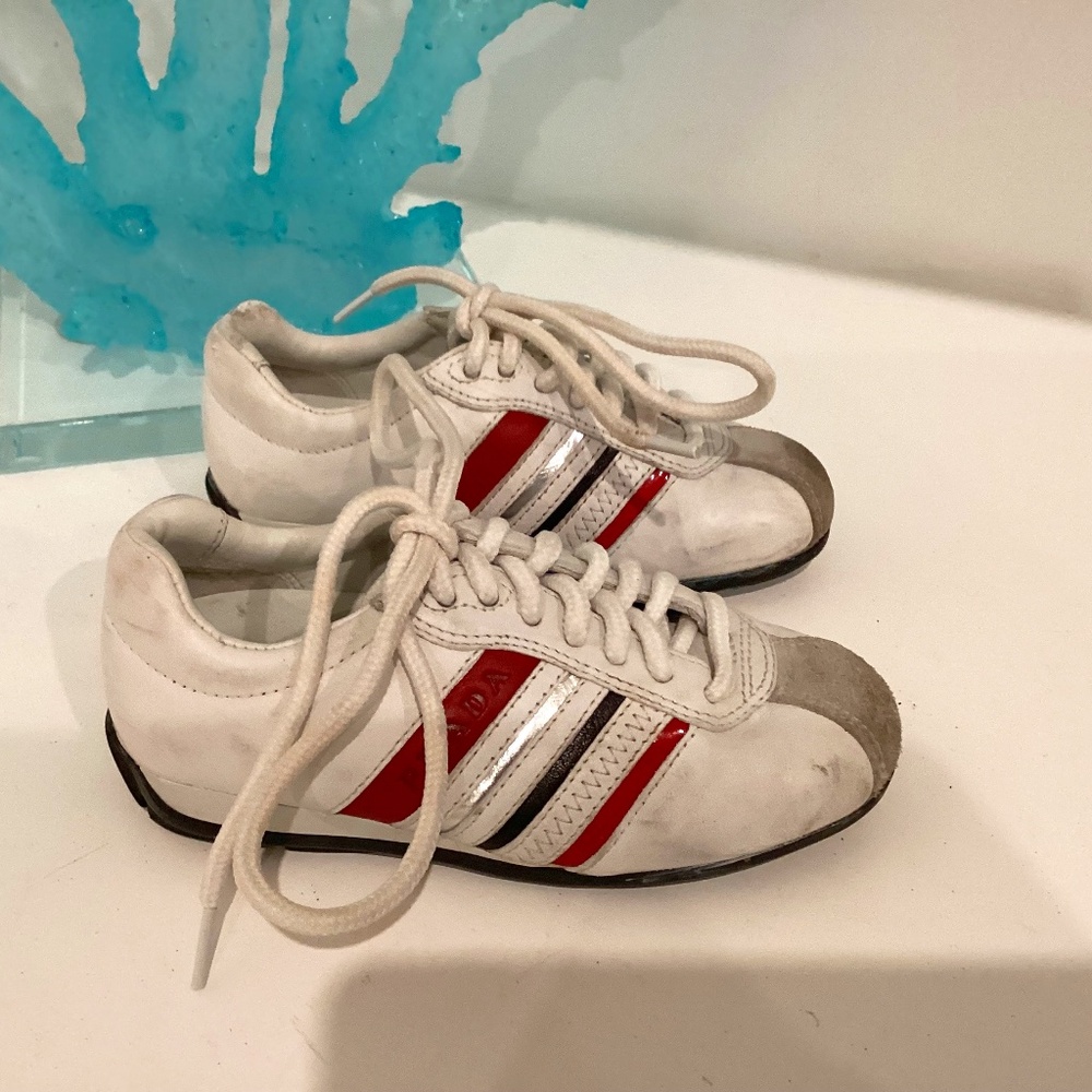 REDUCED Prada Kids Boys Girls Shoes Trainers Infant White Leather SZ US 8 Eur 24